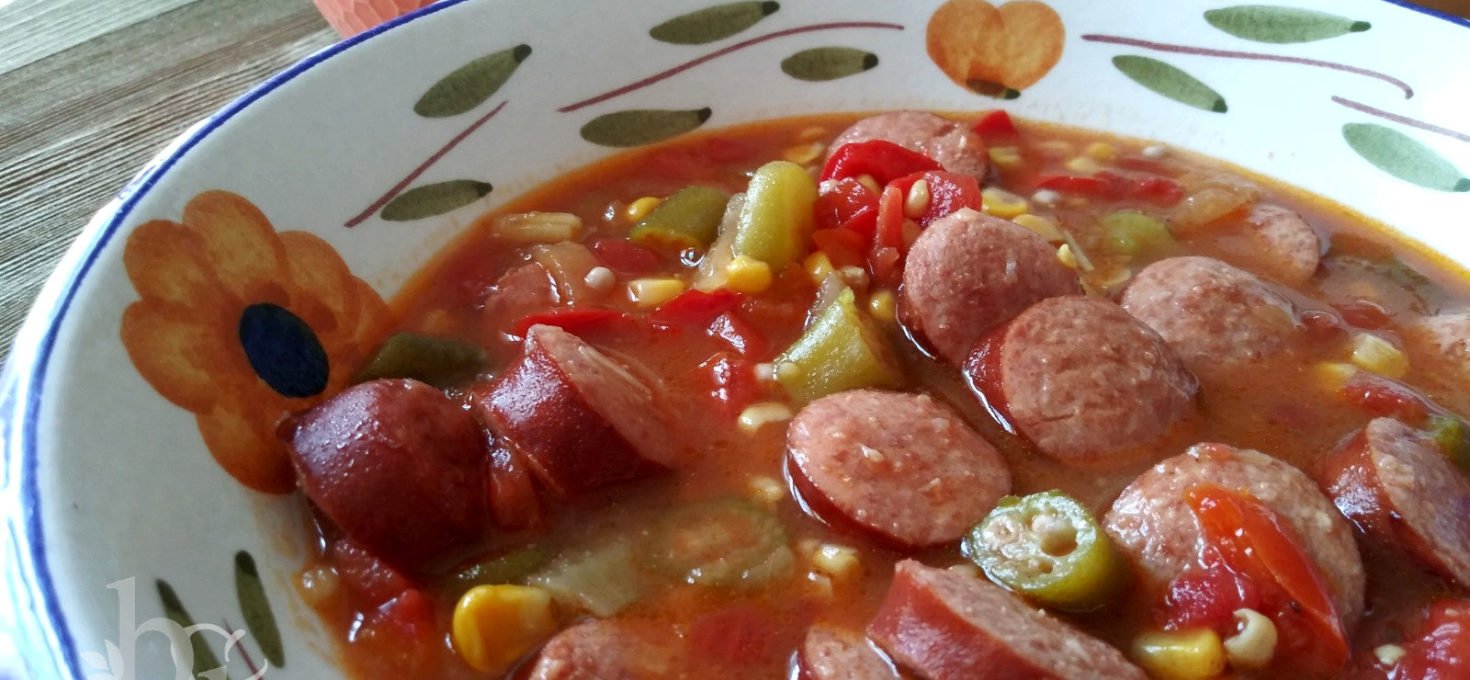 Sausage Okra Gumbo Biscuits and Basil