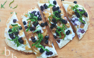 Blueberry, Feta, and Caramelized Onion Naan Pizza